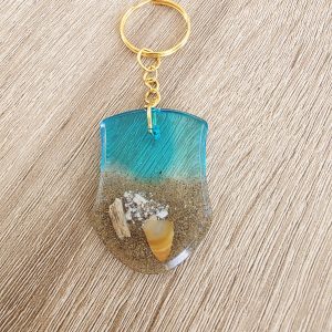 Porte-clés - Plage — porte-clef en résine époxy fait main, pièce unique